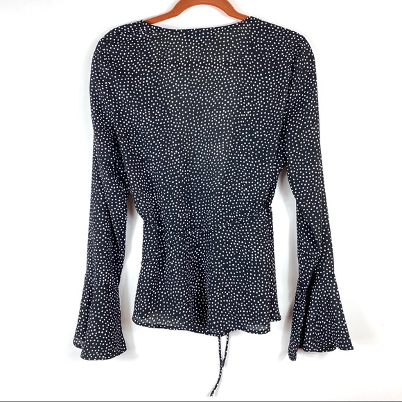 Lulus Love is Enough Black Polka Dot Wrap Top Sz L - Picture 7 of 13
